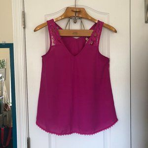 Belle Du Jour Lace Fuchsia Pink Tank Top Size Med
